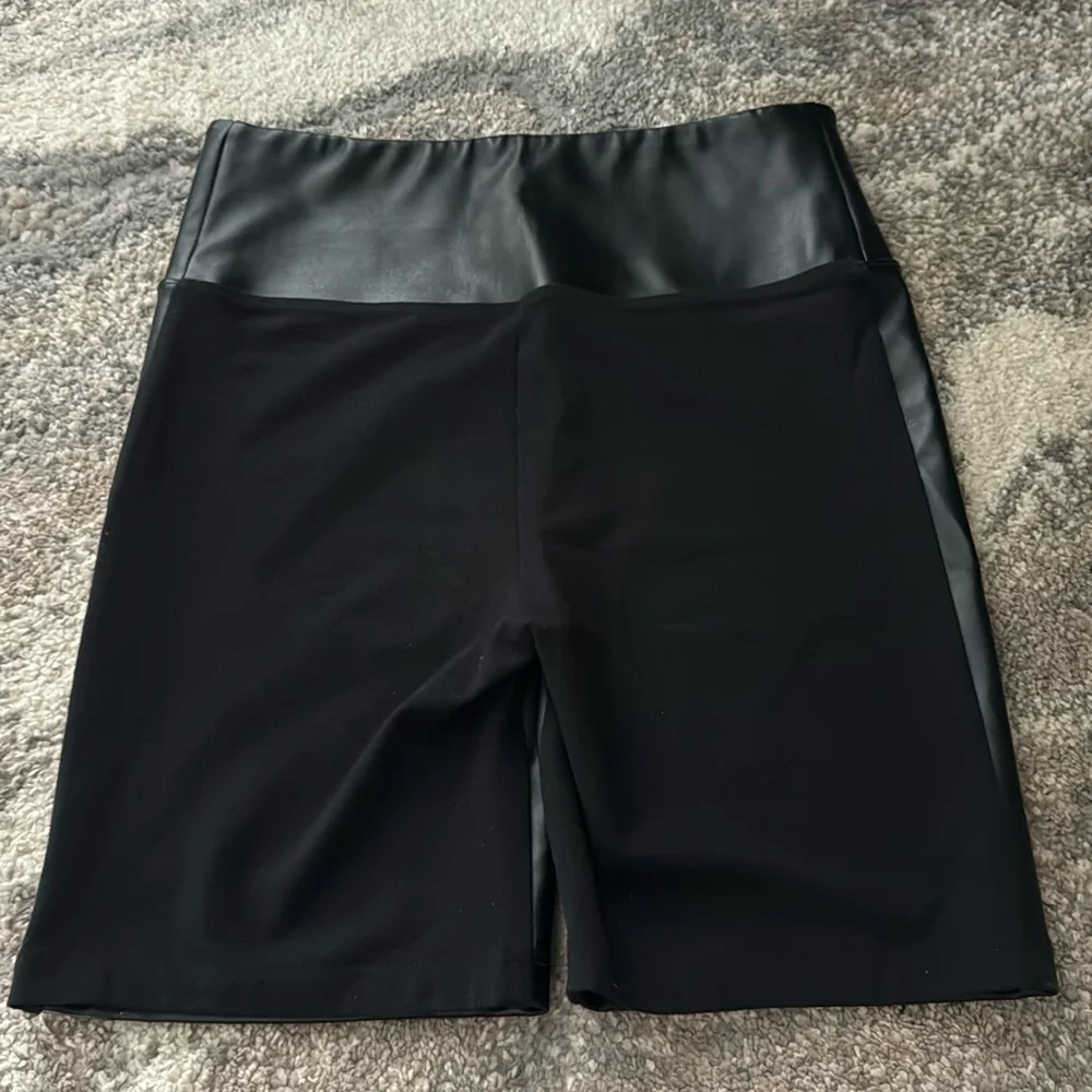 NWT Victoria’s Secret Sport Black Faux Leather Biker Shorts XS
